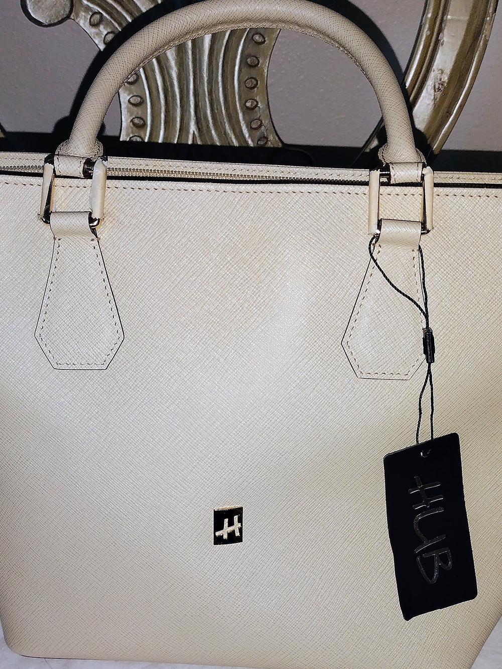 Brand New "HUB" Beige Crossbody Structured Women's Purse